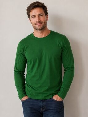 2/$35 NWT Esprit Green Long Sleeve Tee Men's Size L Soft Stretch Cotton Chic Top